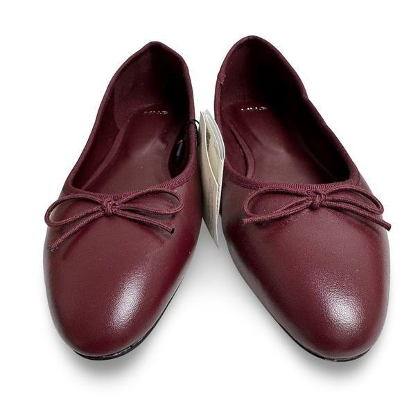 Mango Burgundy Women's Ballet Flats size 7.5 NWT - Picture 2 of 10